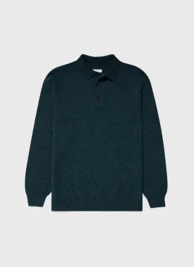 Men's Lambswool Polo Shirt in Peacock