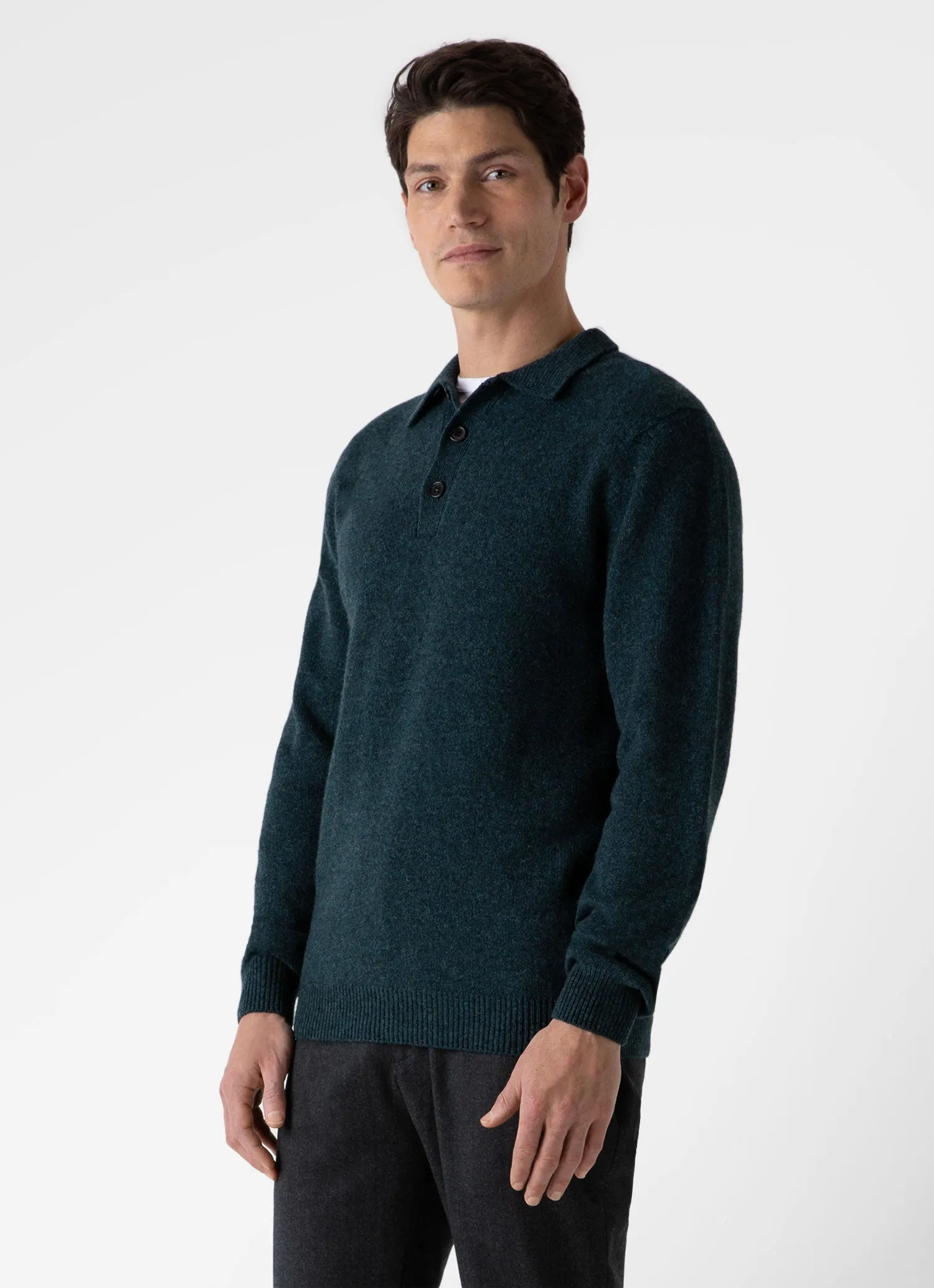 Men's Lambswool Polo Shirt in Peacock