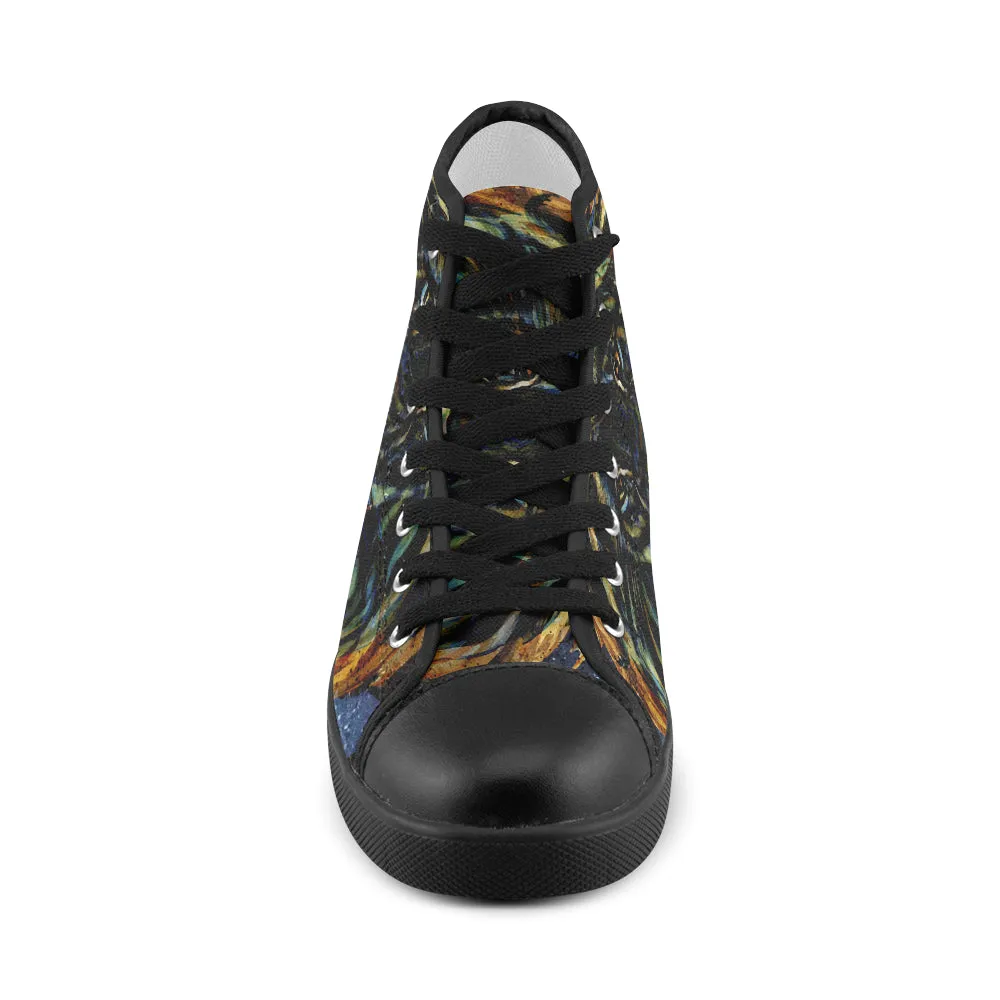 Men's Leo Zodiac Print Canvas High Top Shoes