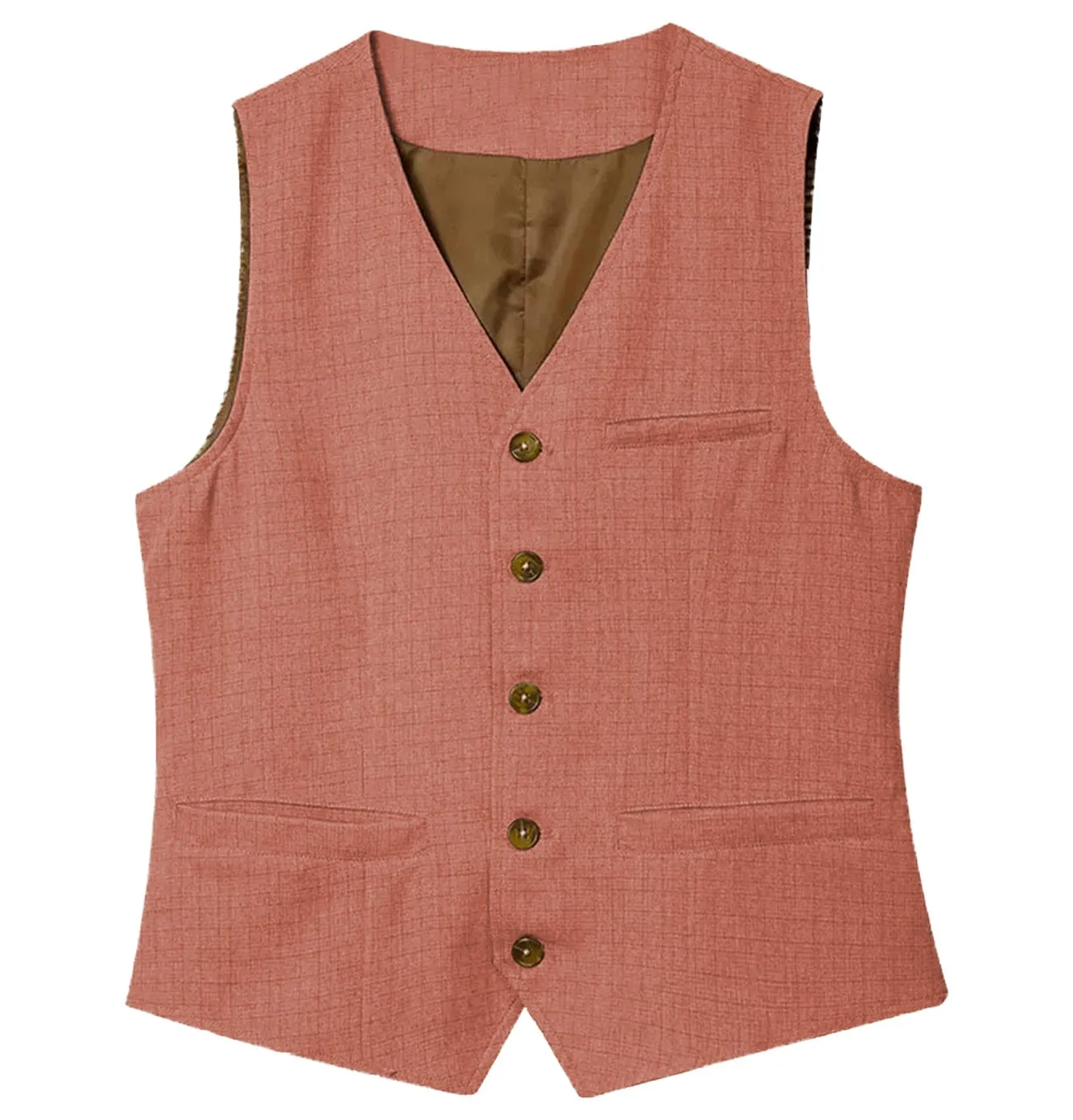 Men's Linen V Neck Vest Casual Summer Fashion Waistcoat