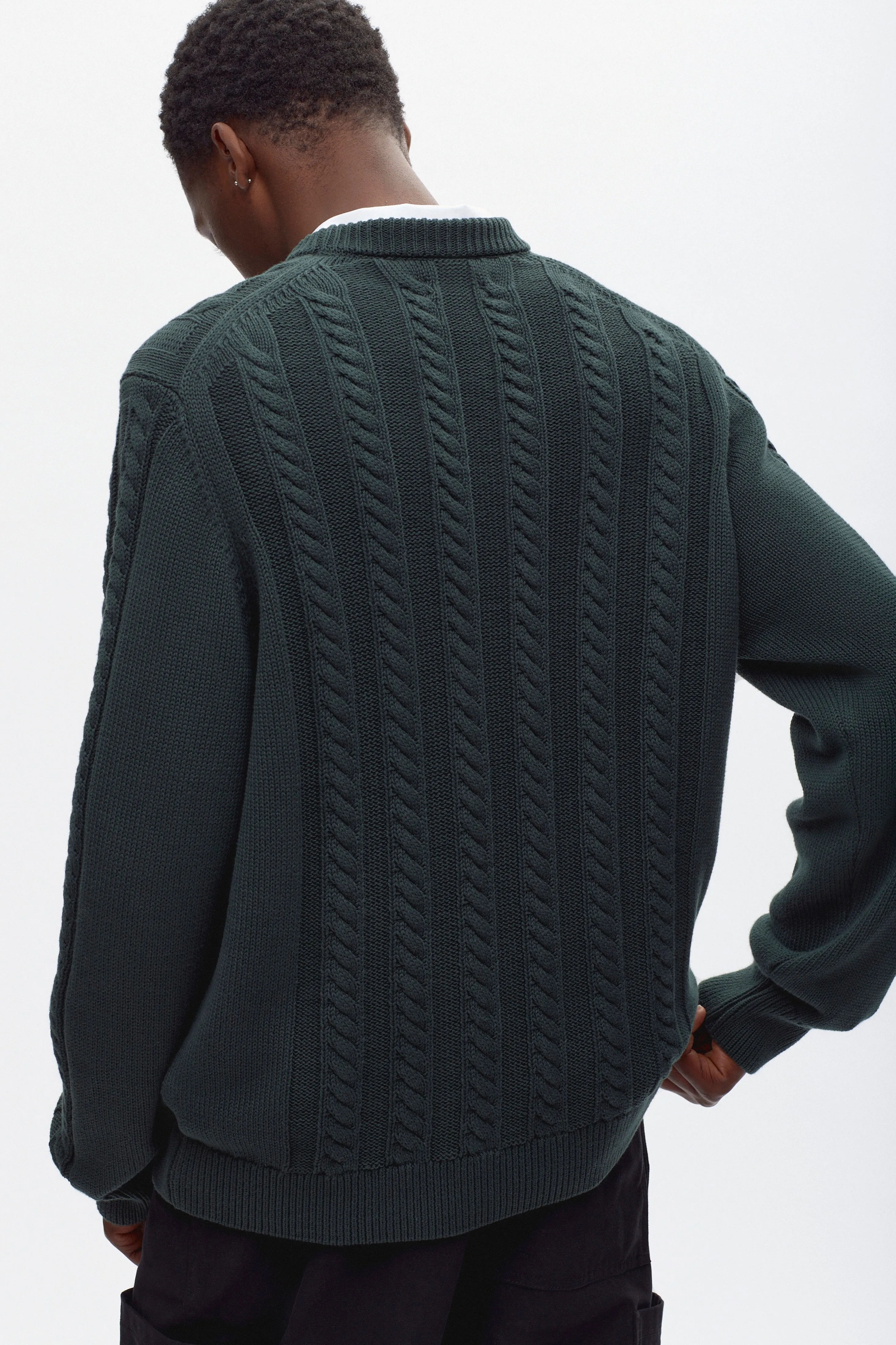 Men's Luxor Cable Sweater in Racing Green