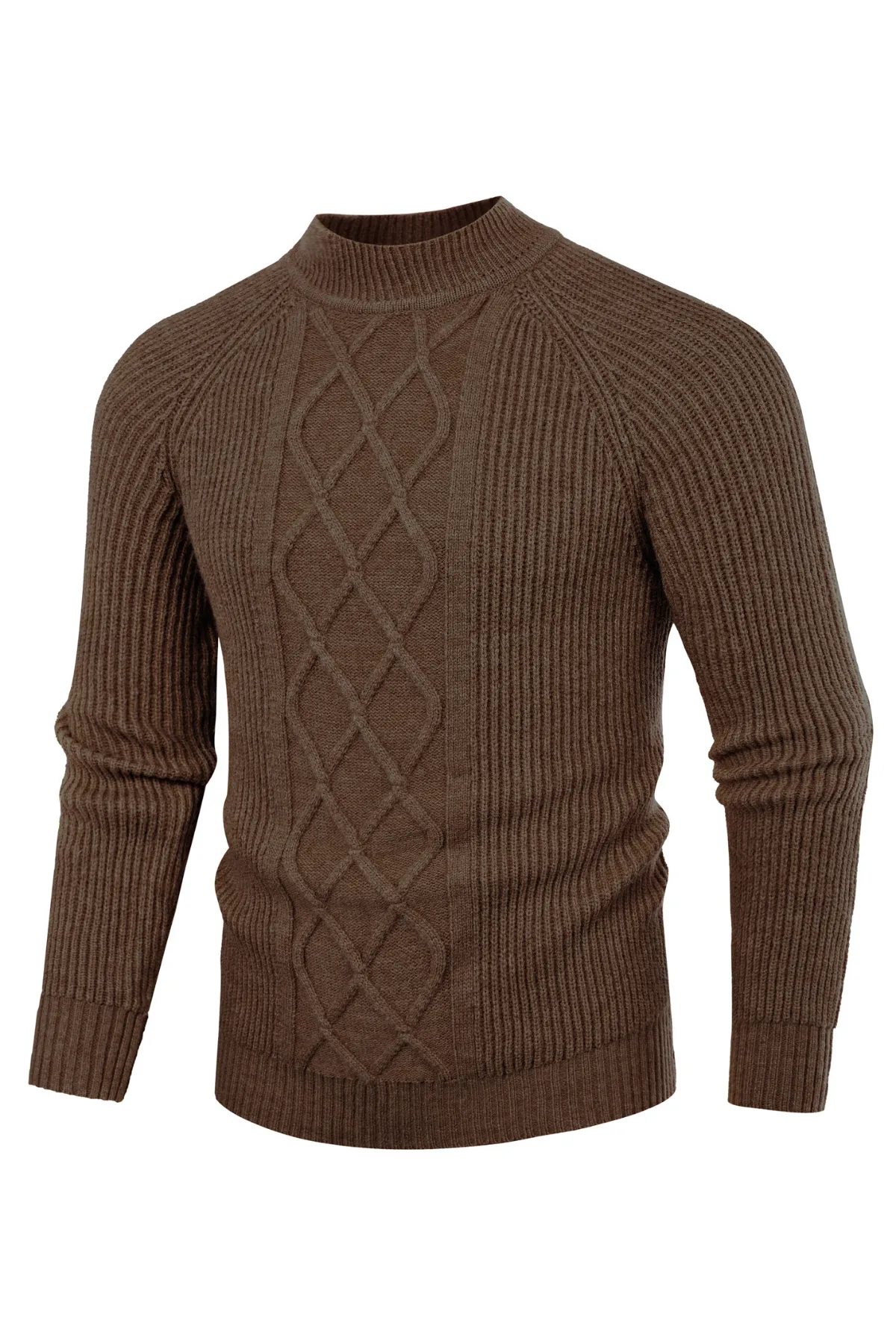 Men's Mock Neck Sweater Casual Cable Twisted Knitted Pullover Casual Sweaters