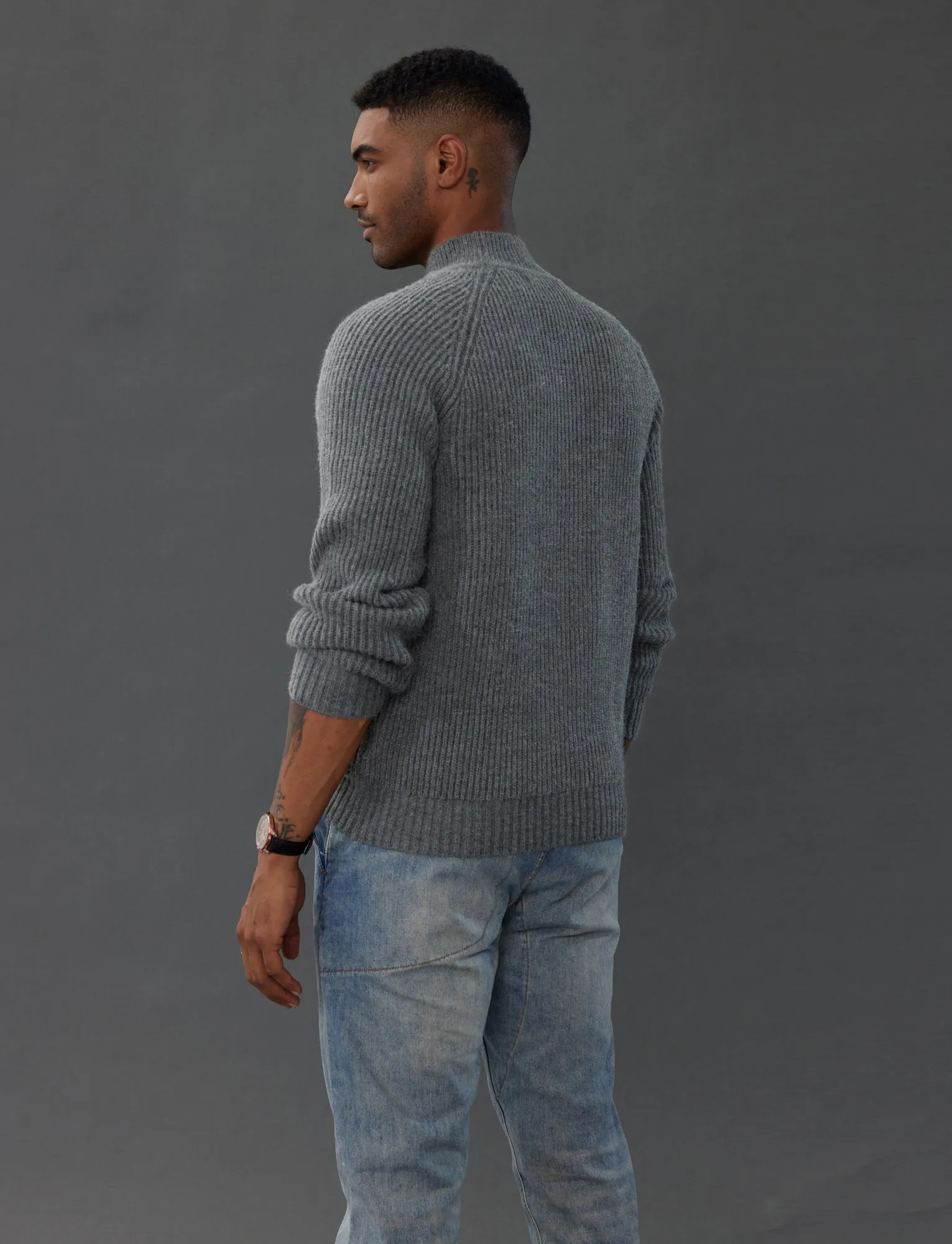 Men's Mock Neck Sweater Casual Cable Twisted Knitted Pullover Casual Sweaters