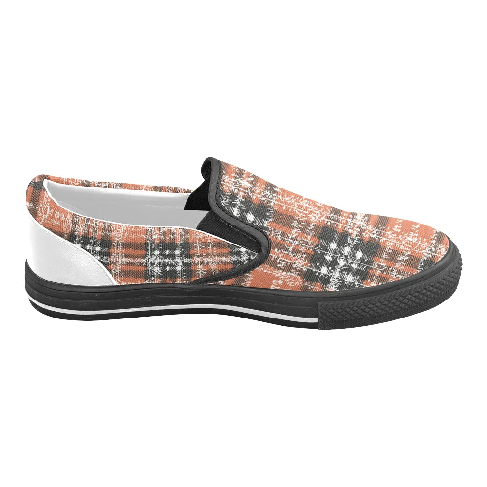 Men's Plaid Checkers Print Canvas Slip-on Shoes