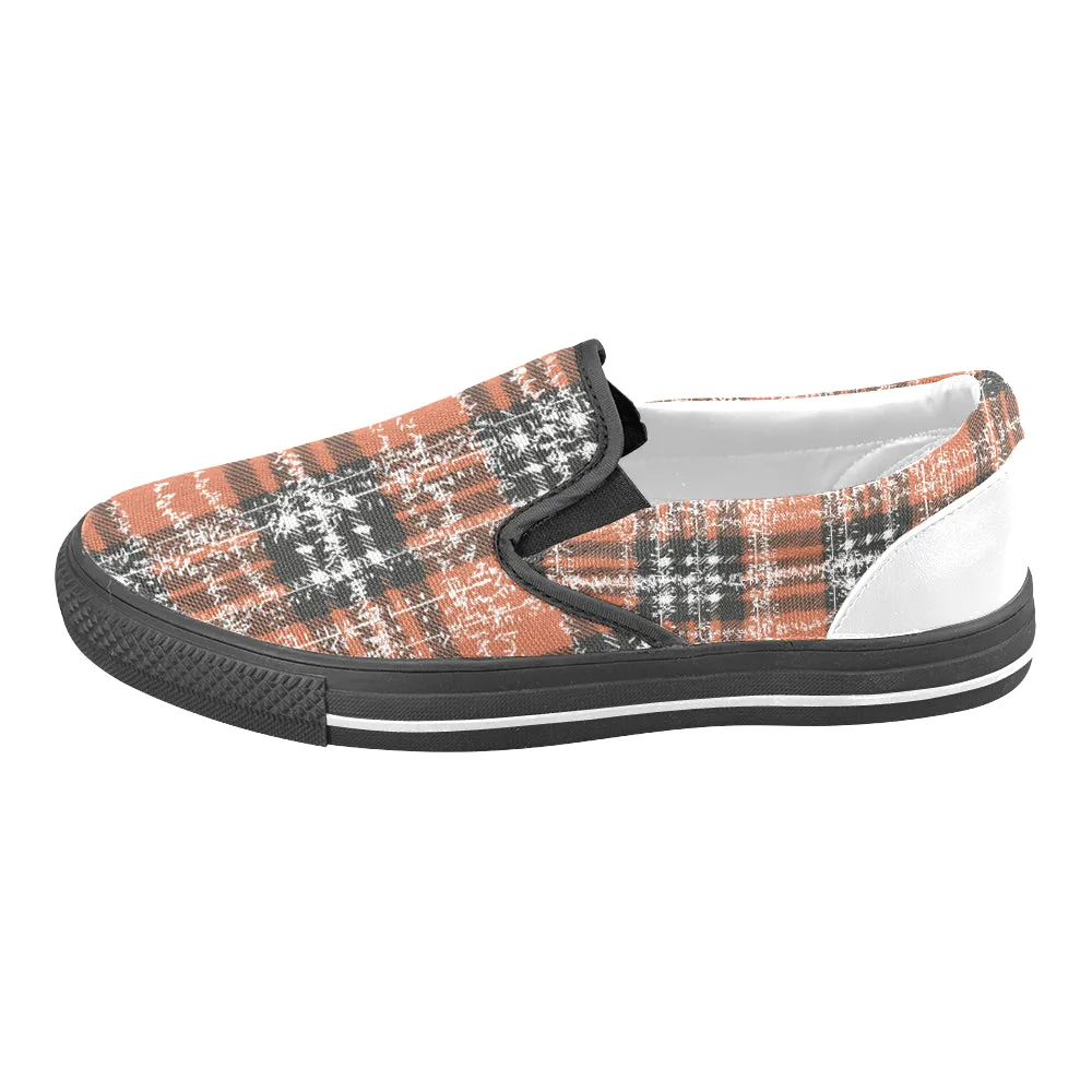 Men's Plaid Checkers Print Canvas Slip-on Shoes