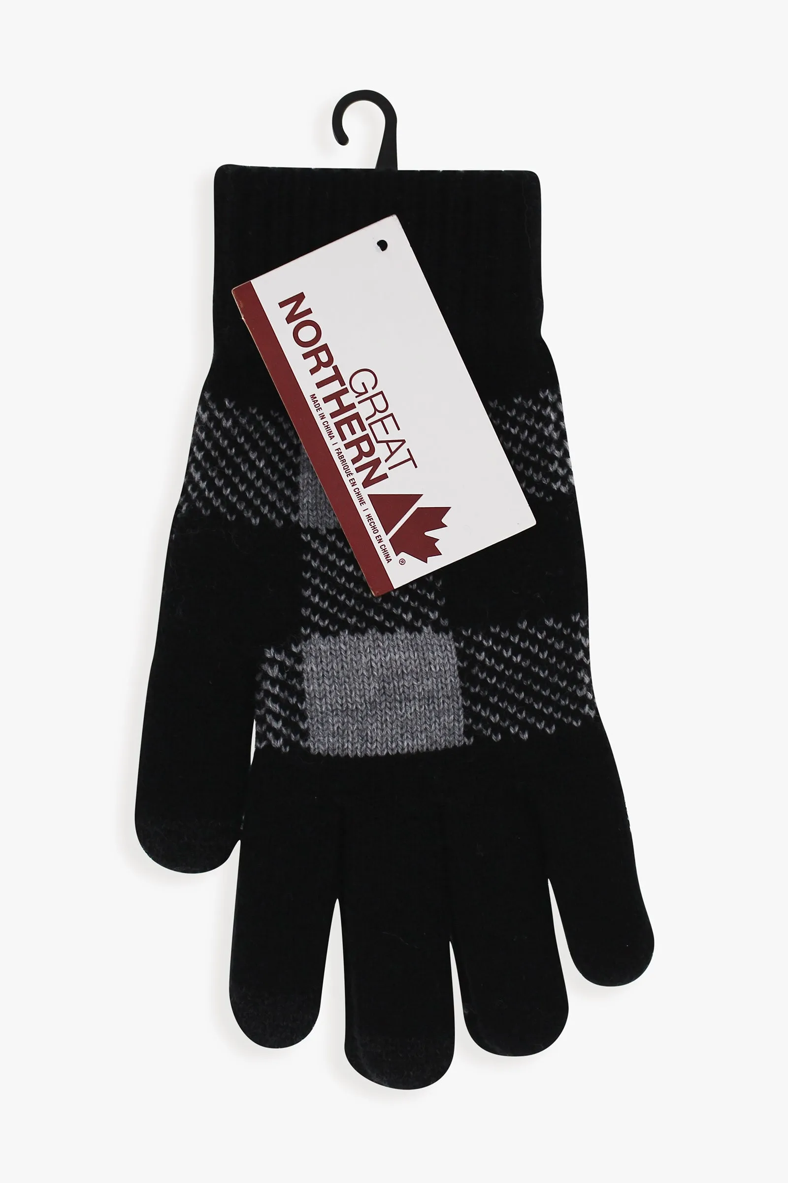 Men's Plaid Knit Gloves With Touchscreen