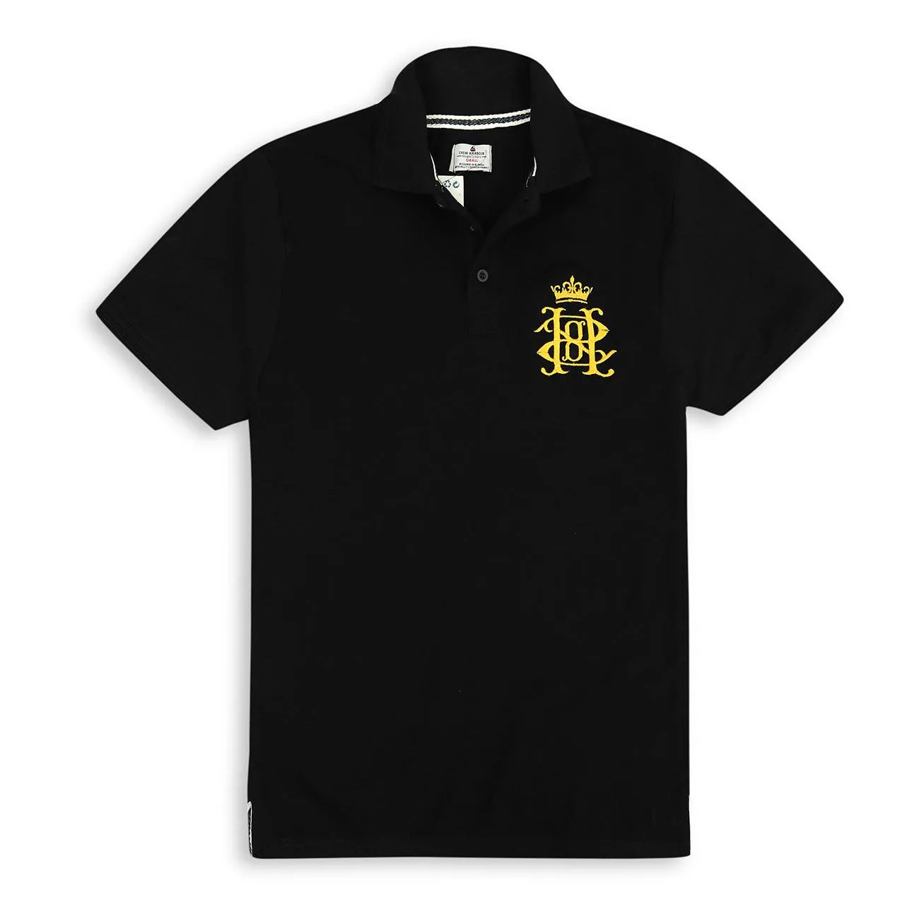 Mens Premium Quality Black Slim Fit Signature Pique Polo Shirt (CR-11250)