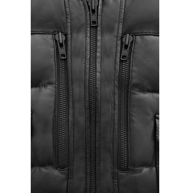 Men's Puffer Leather Jacket