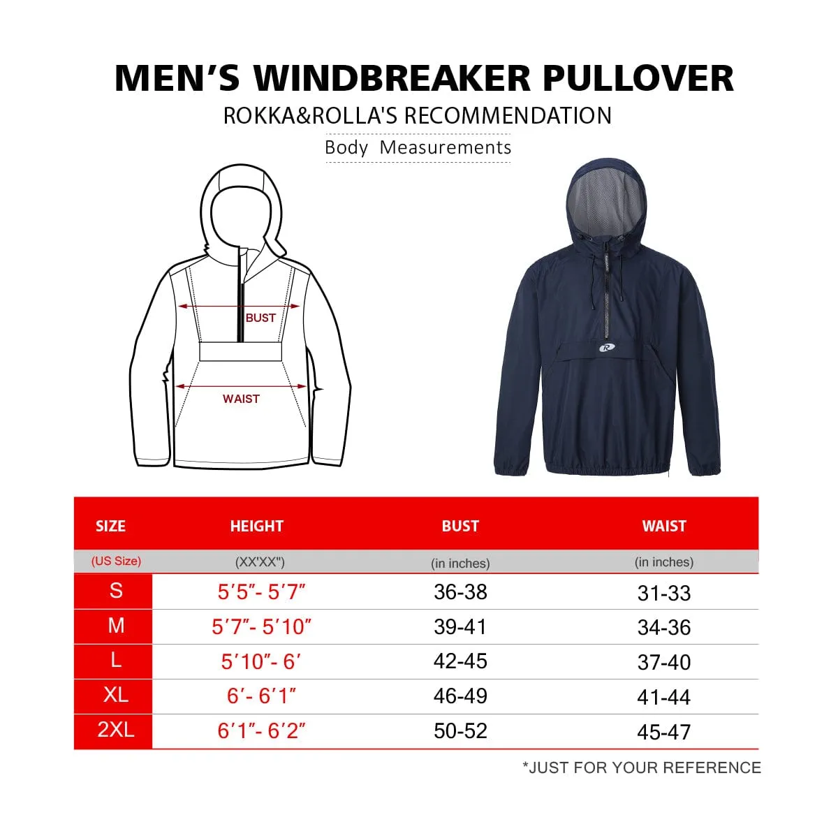 Men's Pullover Anorak Rain Jacket Windbreaker