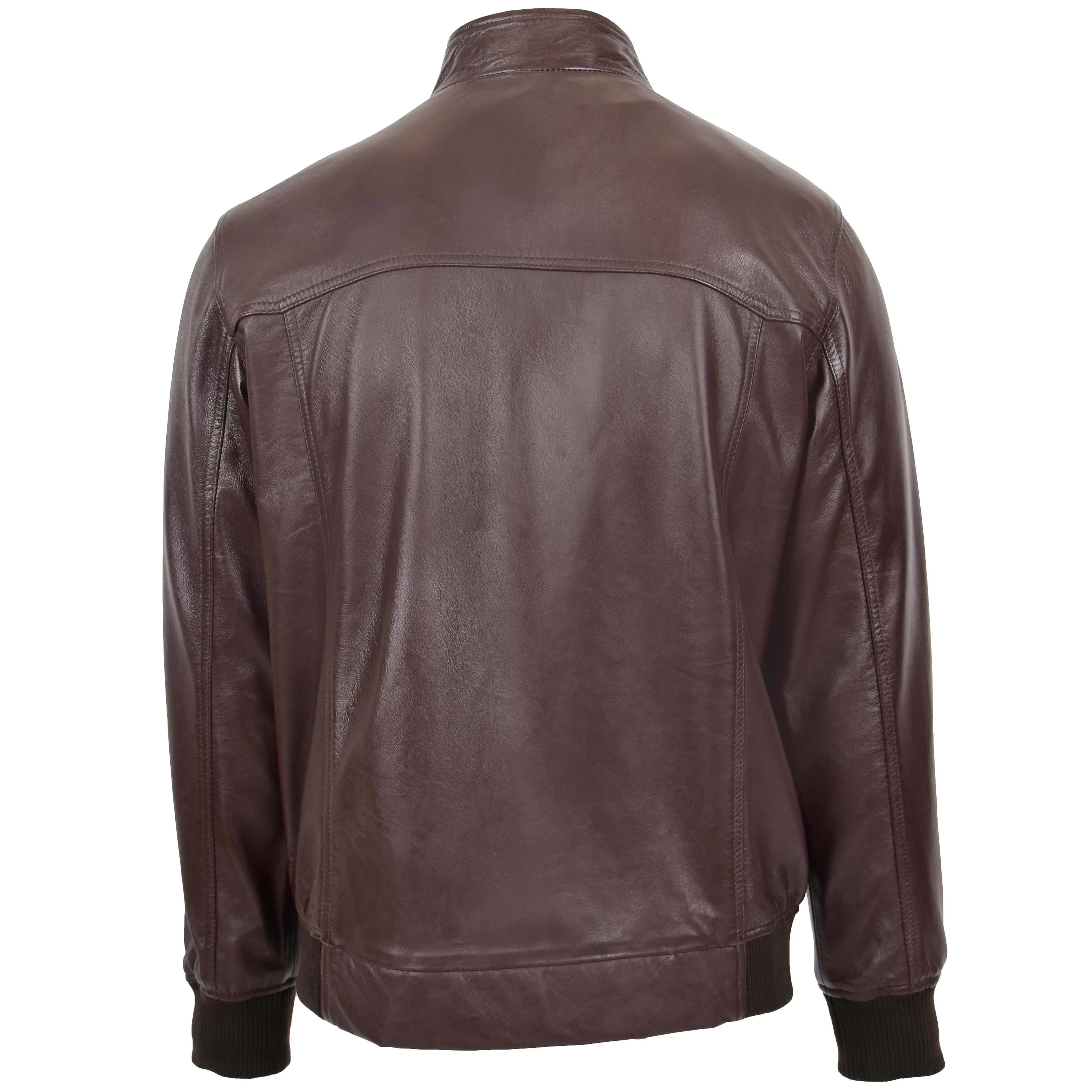 Mens Real Leather Bomber Jacket Raglan Shoulder Francis Brown