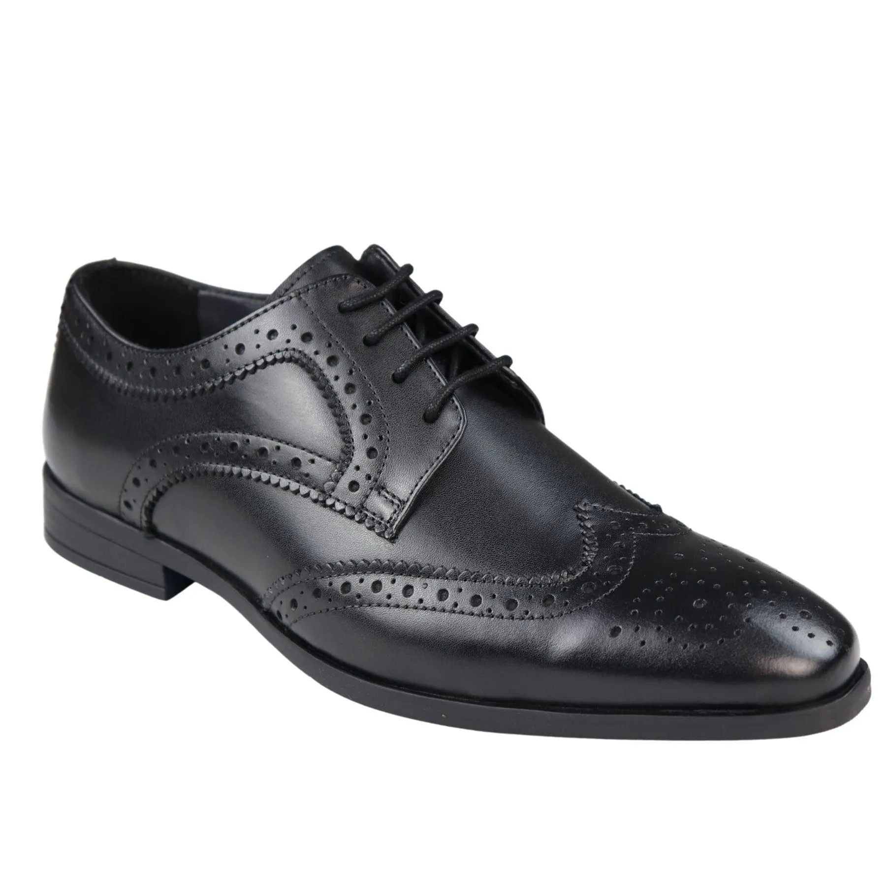 Mens Real Leather Smart Shoes Laced Brogue Shoes Black Brown Classic Gatsby Dress