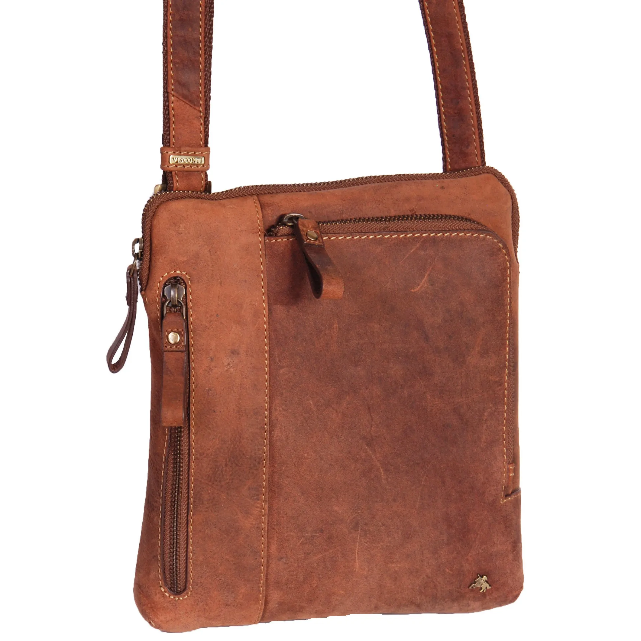 Mens Real Leather Tablet Shoulder Bag HOL64 Tan