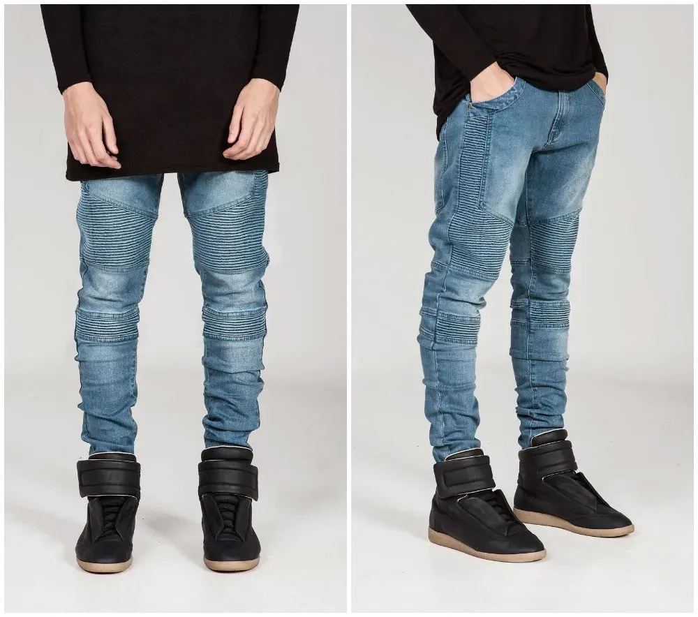 Men's Ribbed Slim Fit Biker Jeans