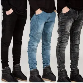 Men's Ribbed Slim Fit Biker Jeans