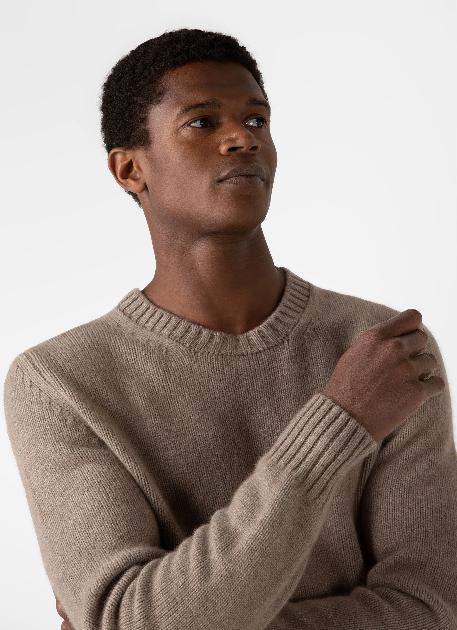 Men's Roxburgh Cashmere Jumper in Natural Brown