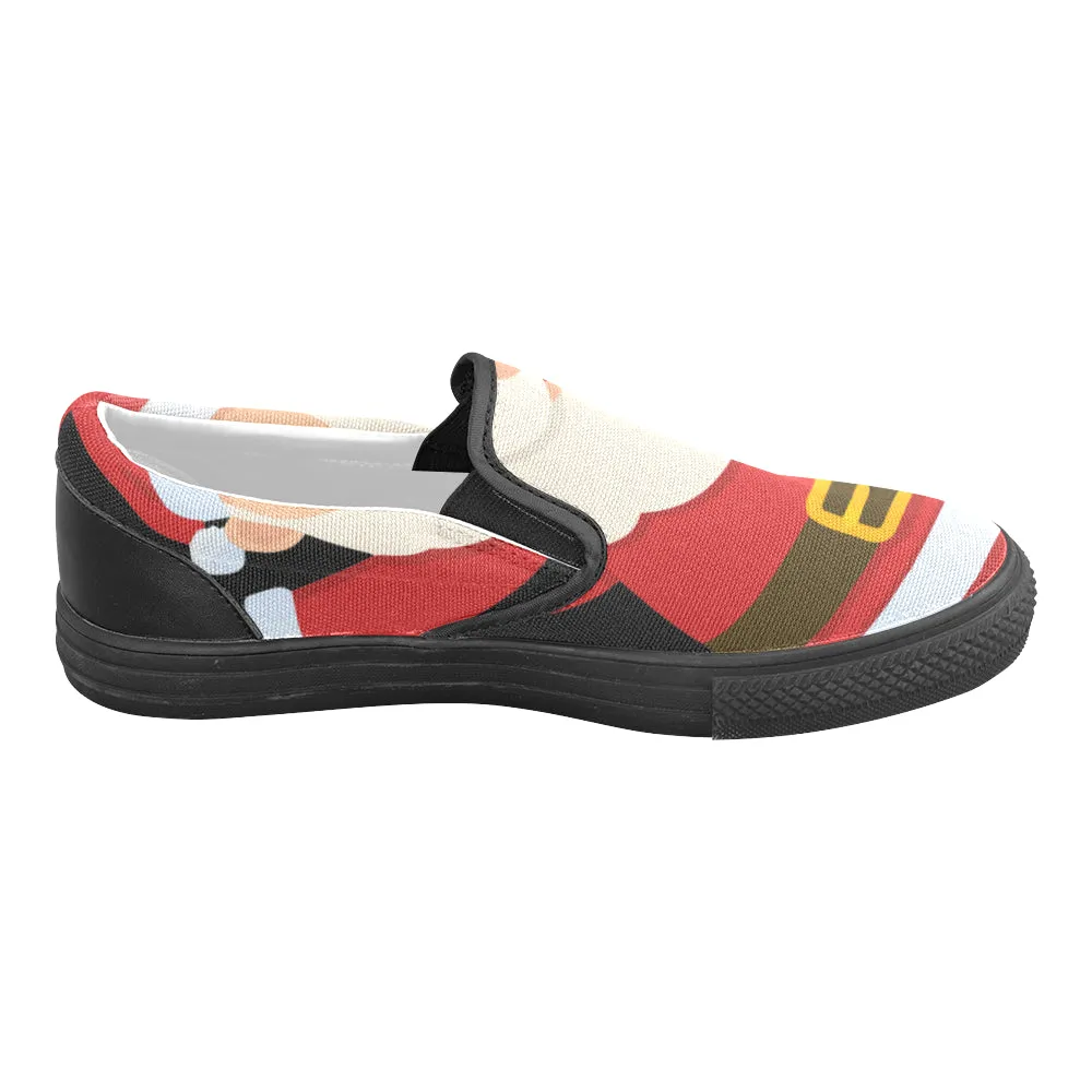 Men's Santa Claus Christmas Print Canvas Slip On Shoes