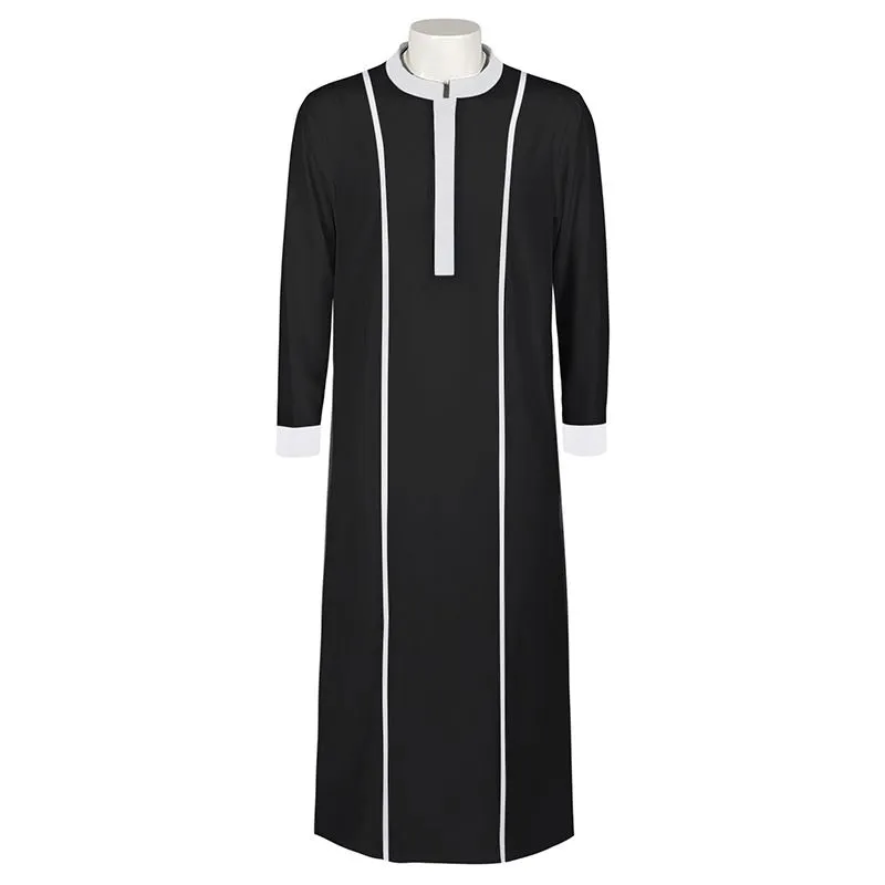 Men's Saudi Arabic Thobe Jubba Dishdasha Long Sleeve Robe Ramadan Muslim Dress Middle East Islamic Clothing