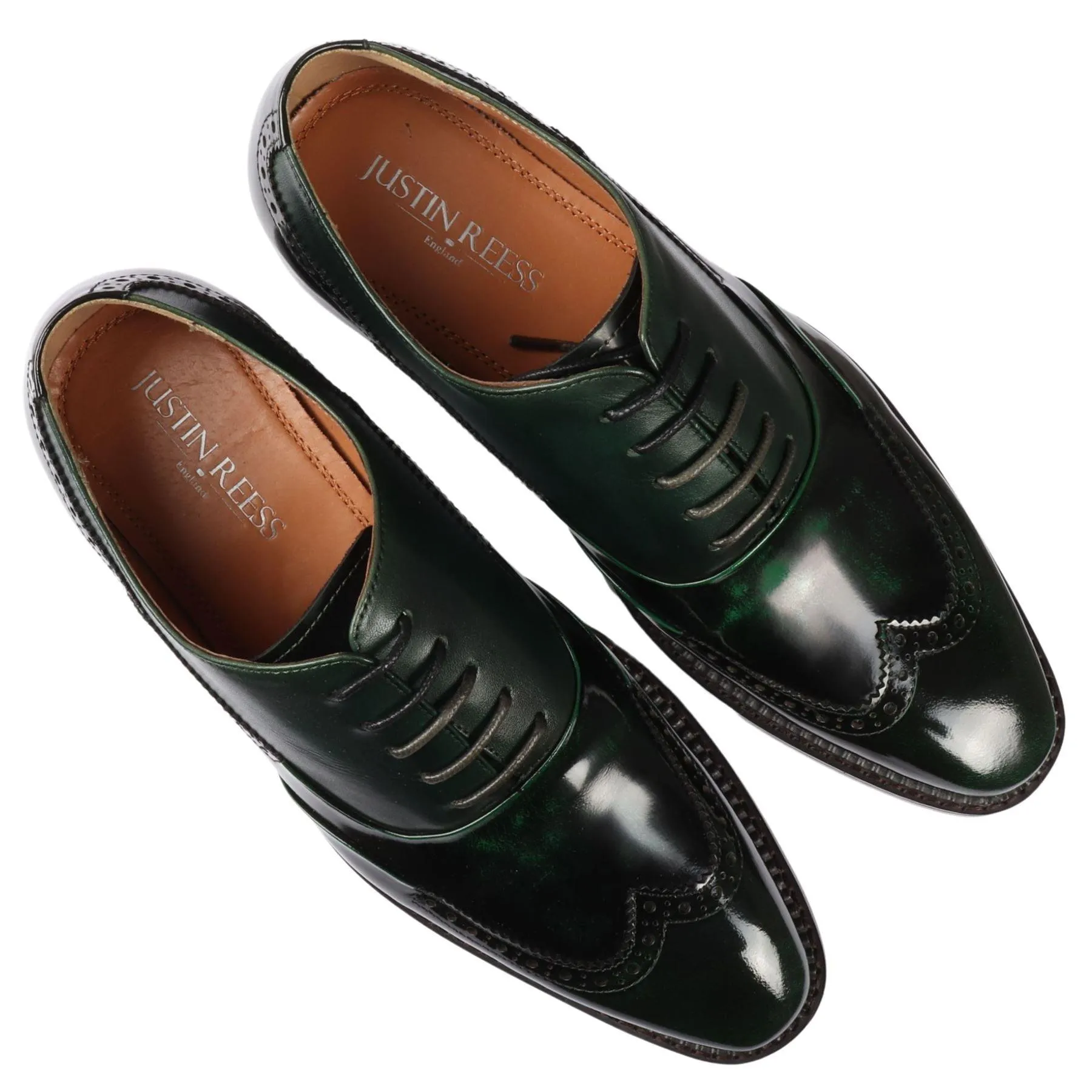 Men's Shoes Green Patent Leather Lace Up Brogue Formal Dress Shoe