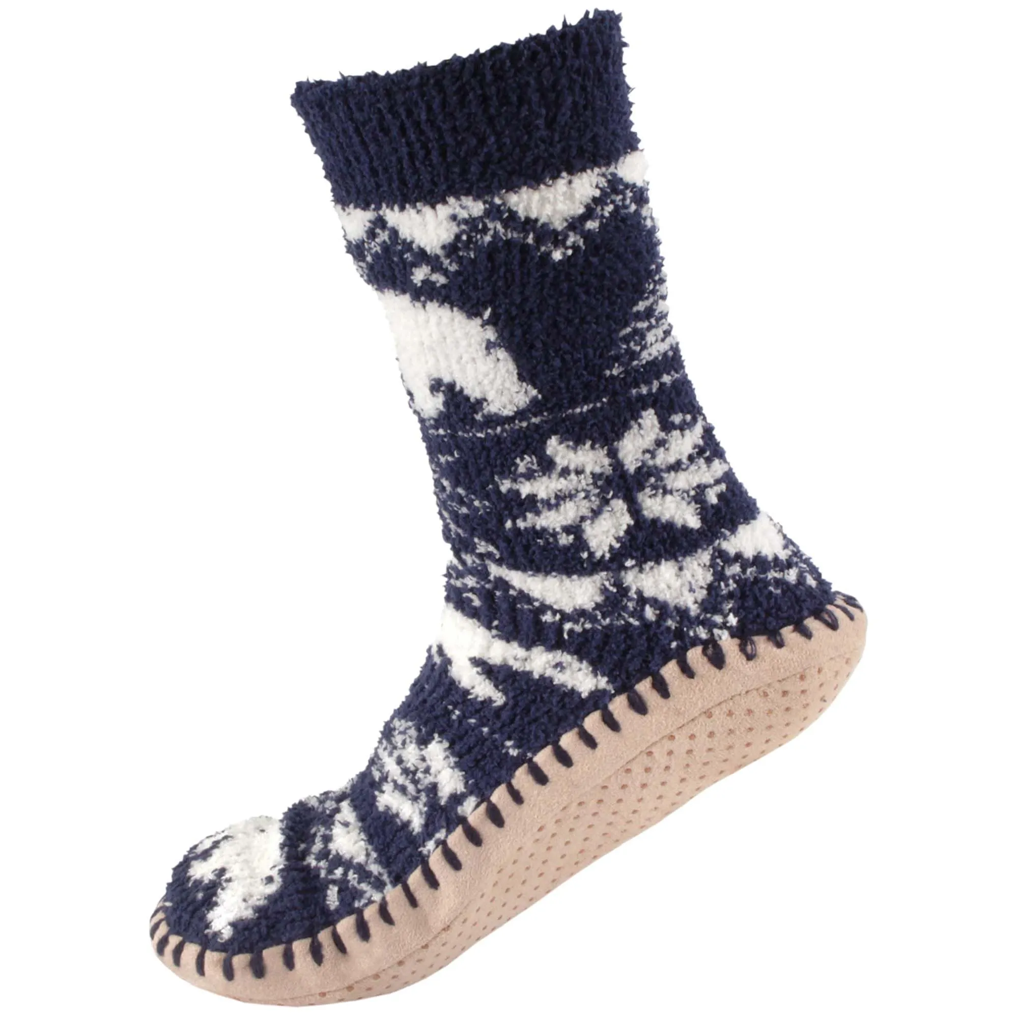 Men's Soft Fuzzy Furry Gripper Slipper Socks, Two Sizes