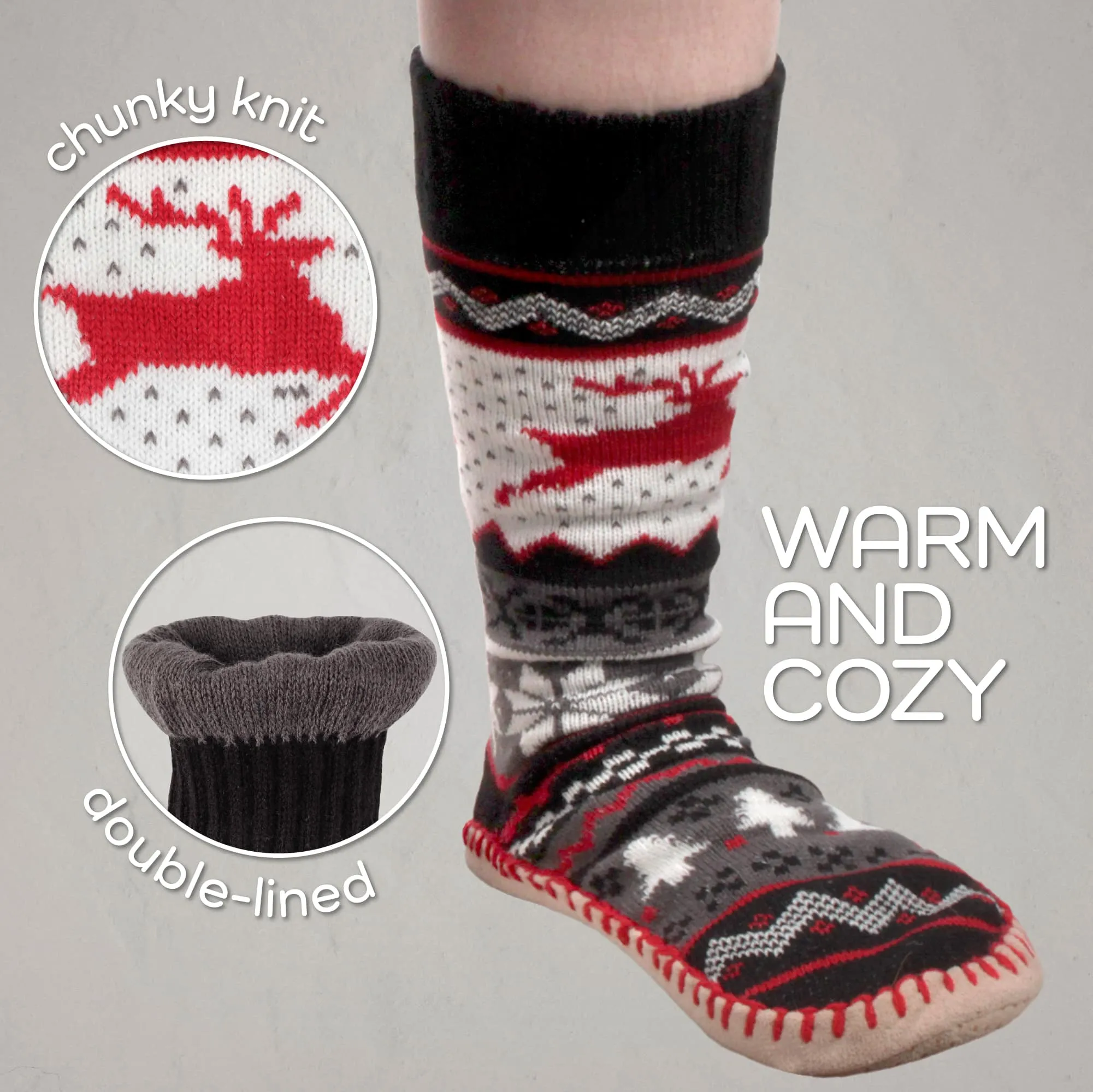 Men's Soft Fuzzy Furry Gripper Slipper Socks, Two Sizes