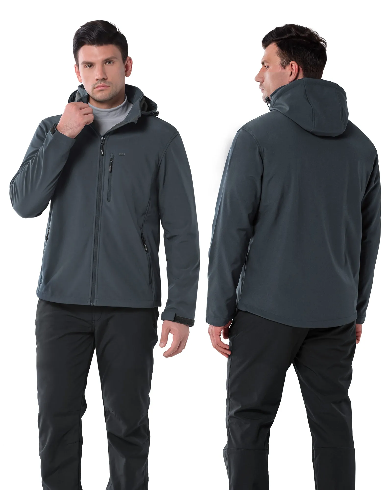 Men's Softshell Jacket with Hood Fleece Lined Windbreaker Lightweight Waterproof Jackets for Hiking