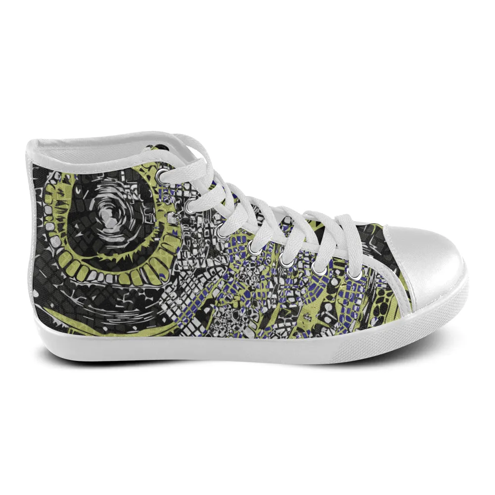 Men's Street View Doodle Print Canvas High Top Shoes