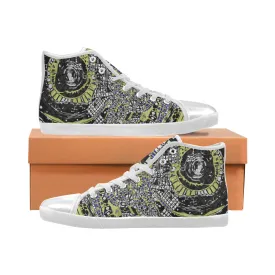 Men's Street View Doodle Print Canvas High Top Shoes