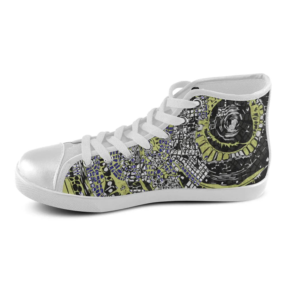 Men's Street View Doodle Print Canvas High Top Shoes