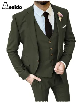 Men's Suit 3 Pieces Double Buttons Notch Lapel Jacket  (Blazer Vest Pants)