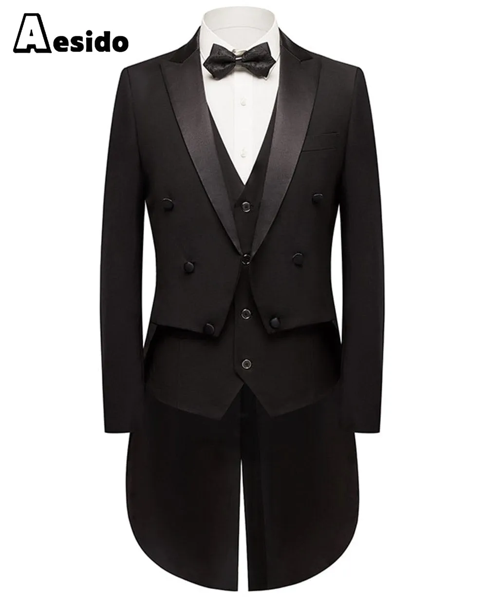 Men's Suit 3 Pieces Peak Lapel Single Button Tuxedo (Blazer Vest Pants）