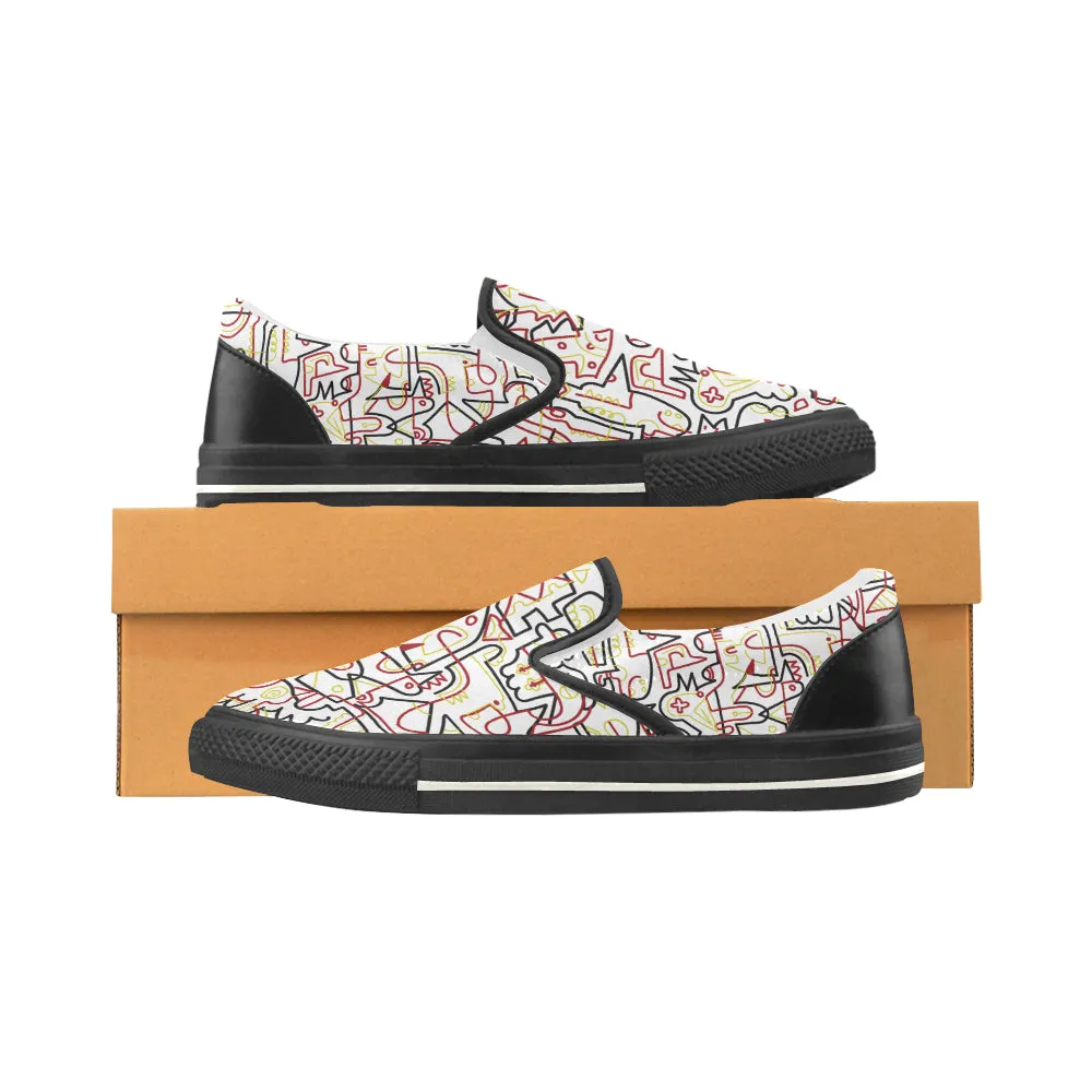 Men's Tangled Doodle Print Canvas Slip-on Shoes