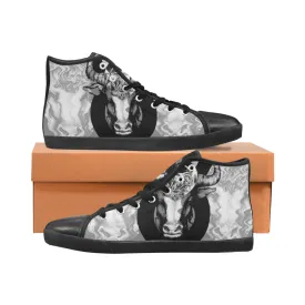 Men's Taurus Zodiac Print Canvas High Top Shoes