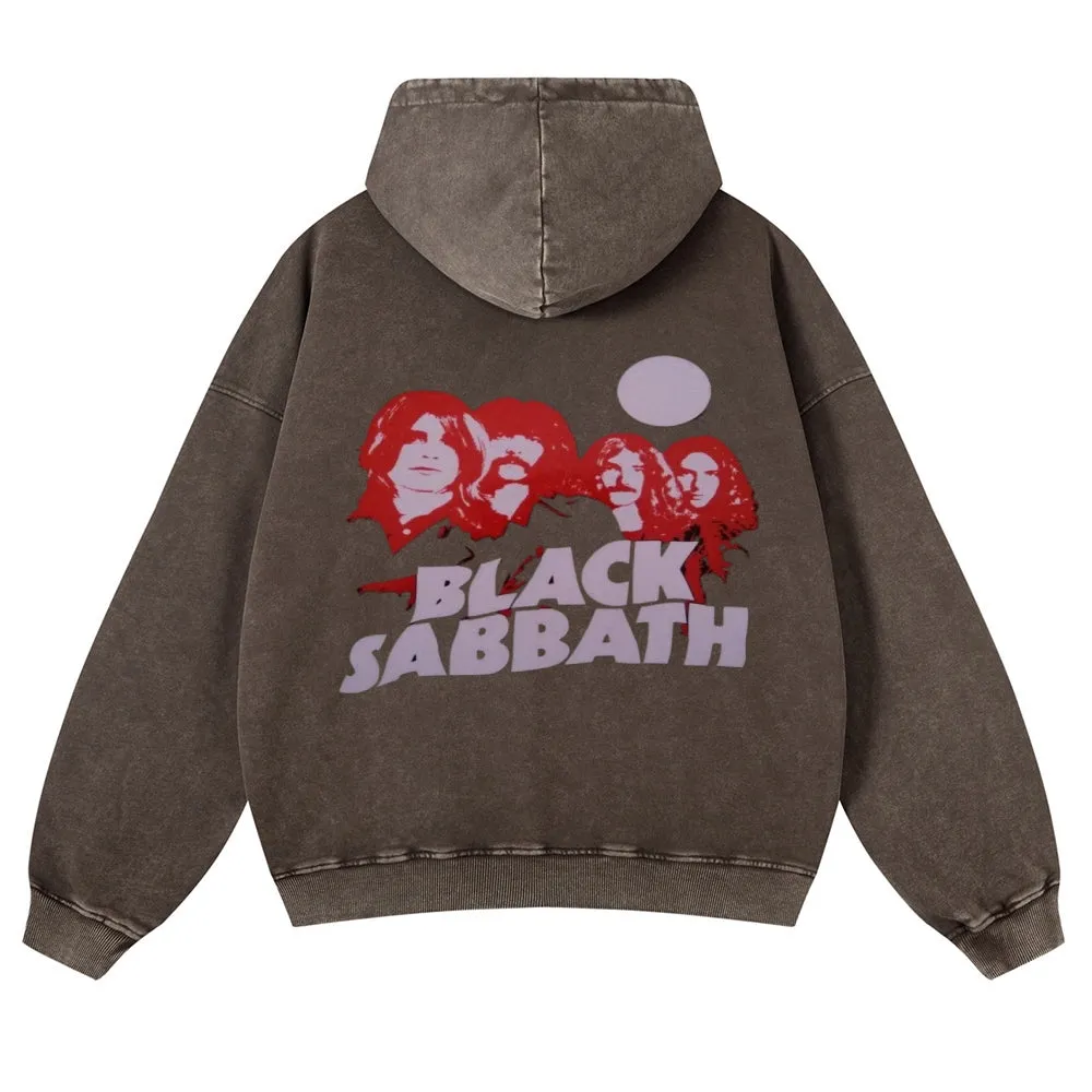 Mens Vintage Black Sabbath Rock Band Hoodies