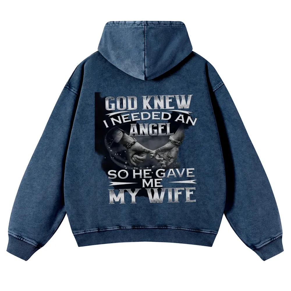 Mens Vintage God Knew I Needed An Angel Hoodies