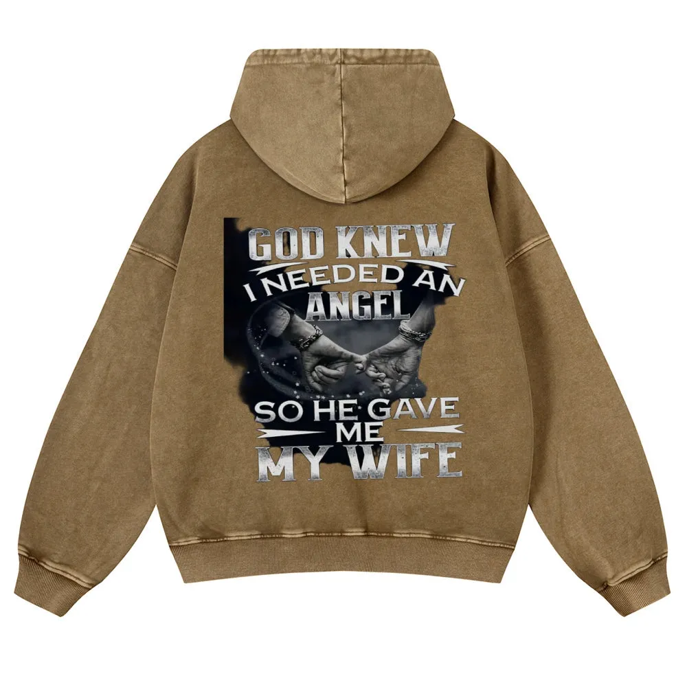 Mens Vintage God Knew I Needed An Angel Hoodies