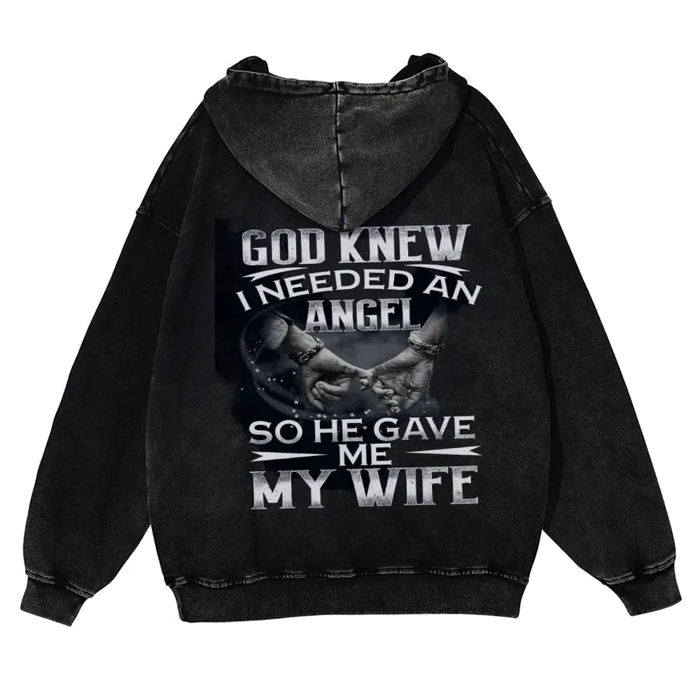 Mens Vintage God Knew I Needed An Angel Hoodies