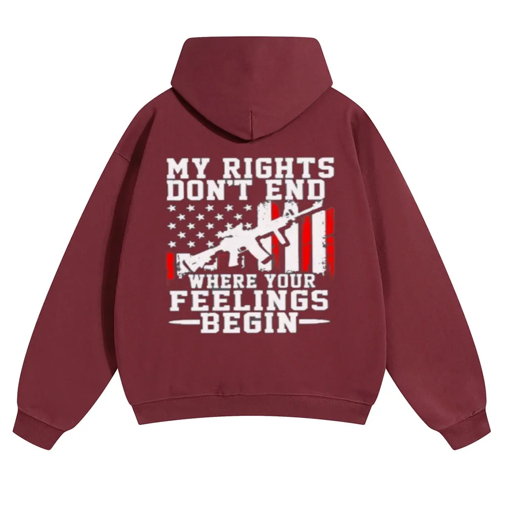 Mens Vintage My Rights Don't End Hoodies