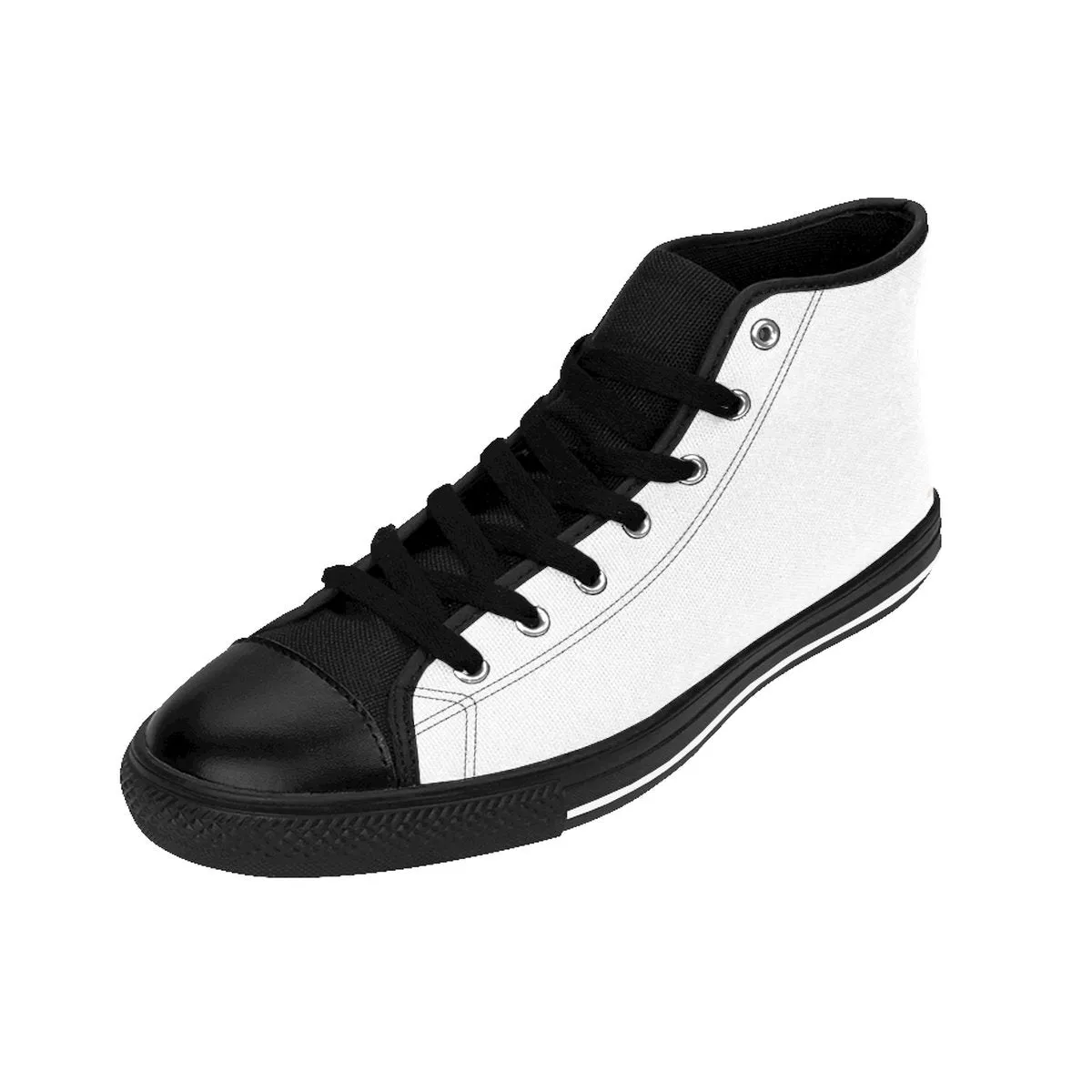 Men's White High Top Sneakers, Solid Color Premium Quality Sneakers Running Shoes (US Size: 6-14)