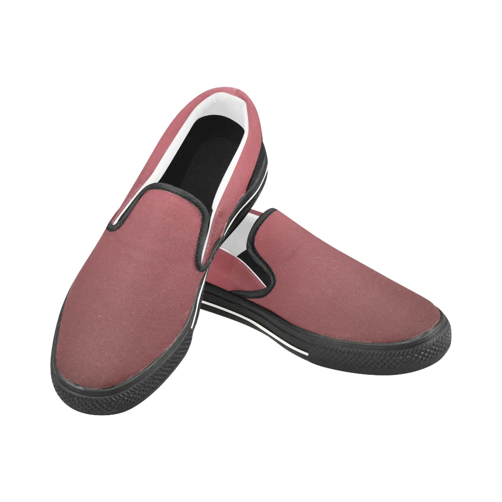 Men's Wine Color Solids Print Slip-on Canvas Shoes