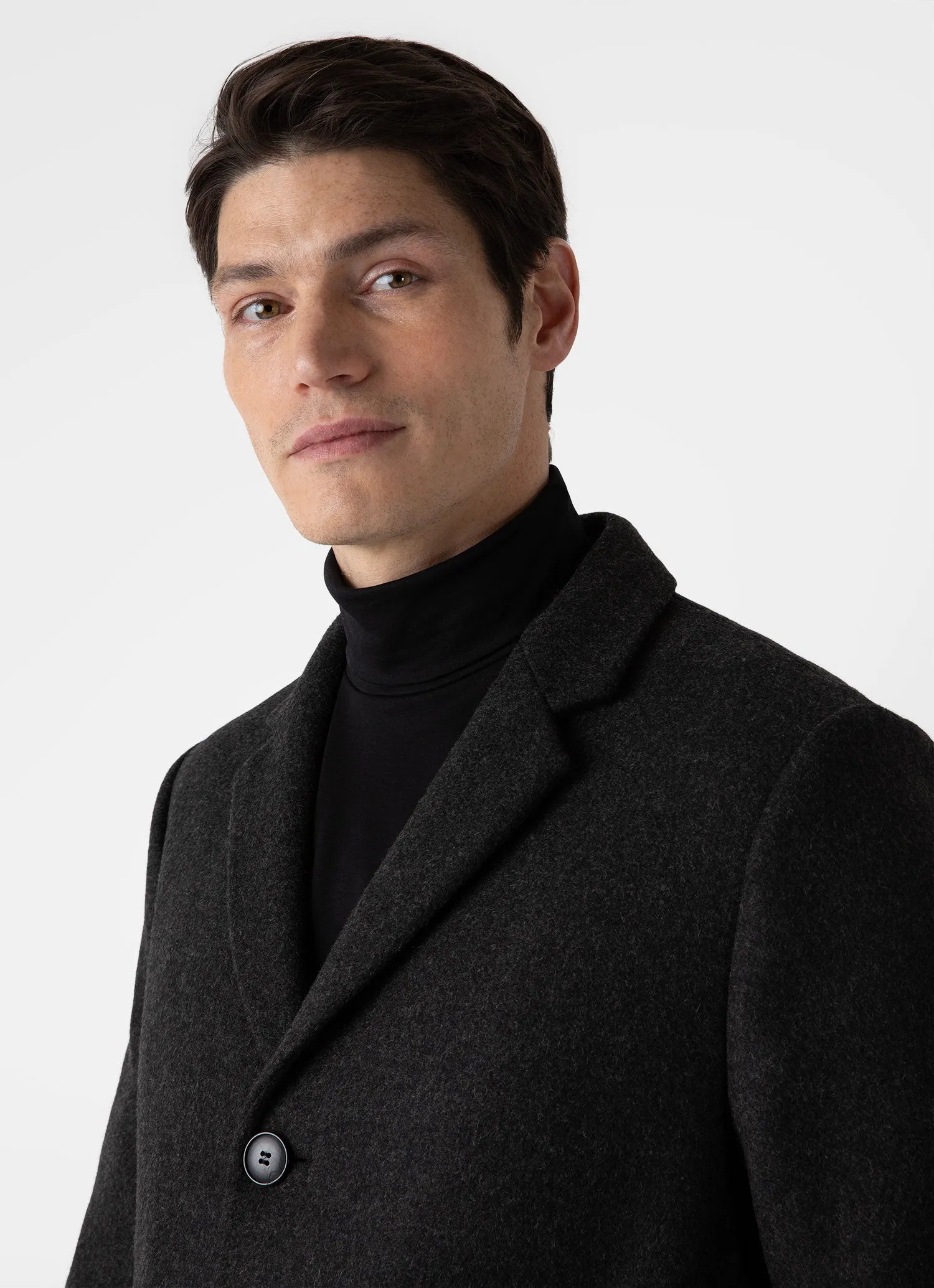 Men's Wool Cashmere Overcoat in Charcoal Melange