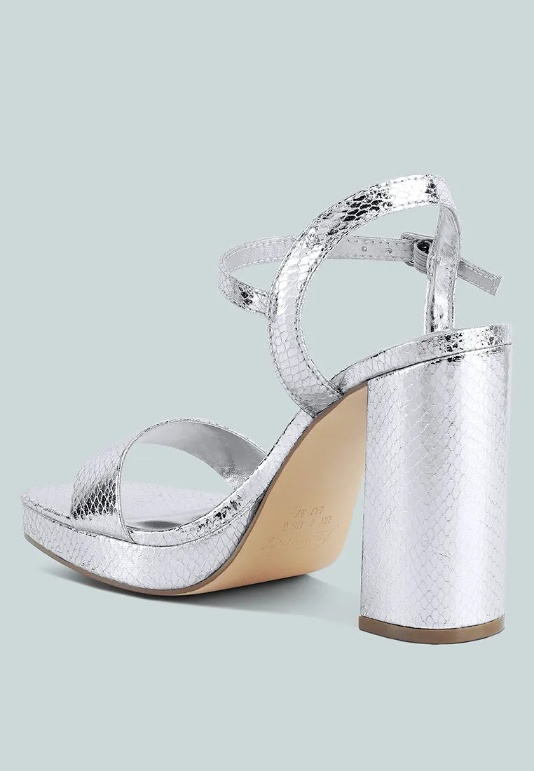 Merengue Textured High Block Heel Sandals