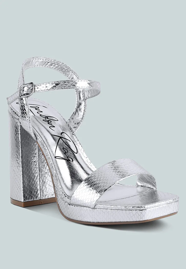 Merengue Textured High Block Heel Sandals