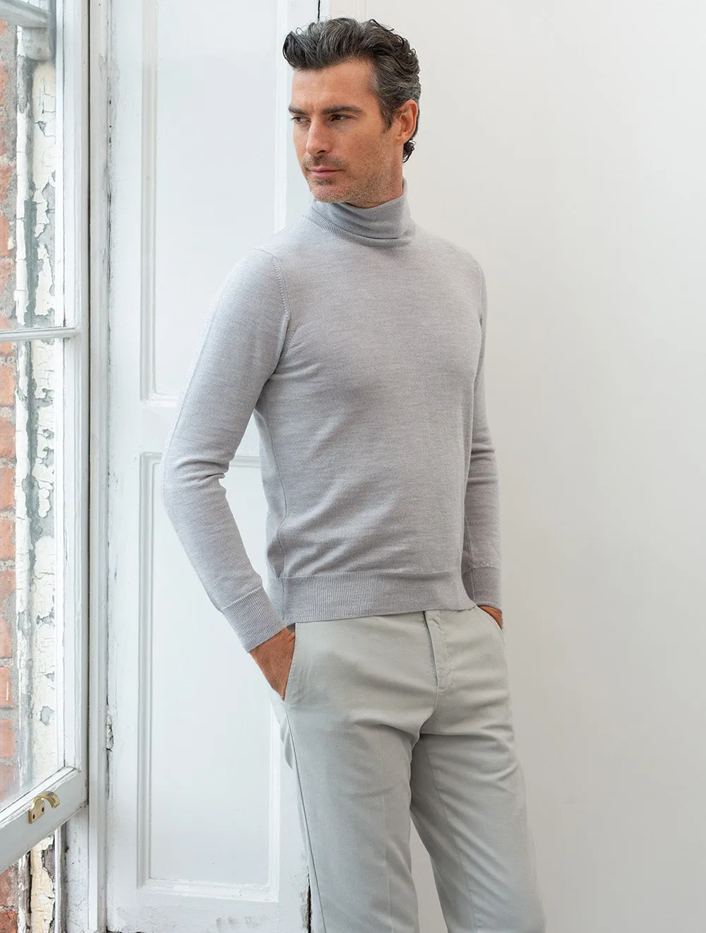 Merino Wool Turtle Neck Grey