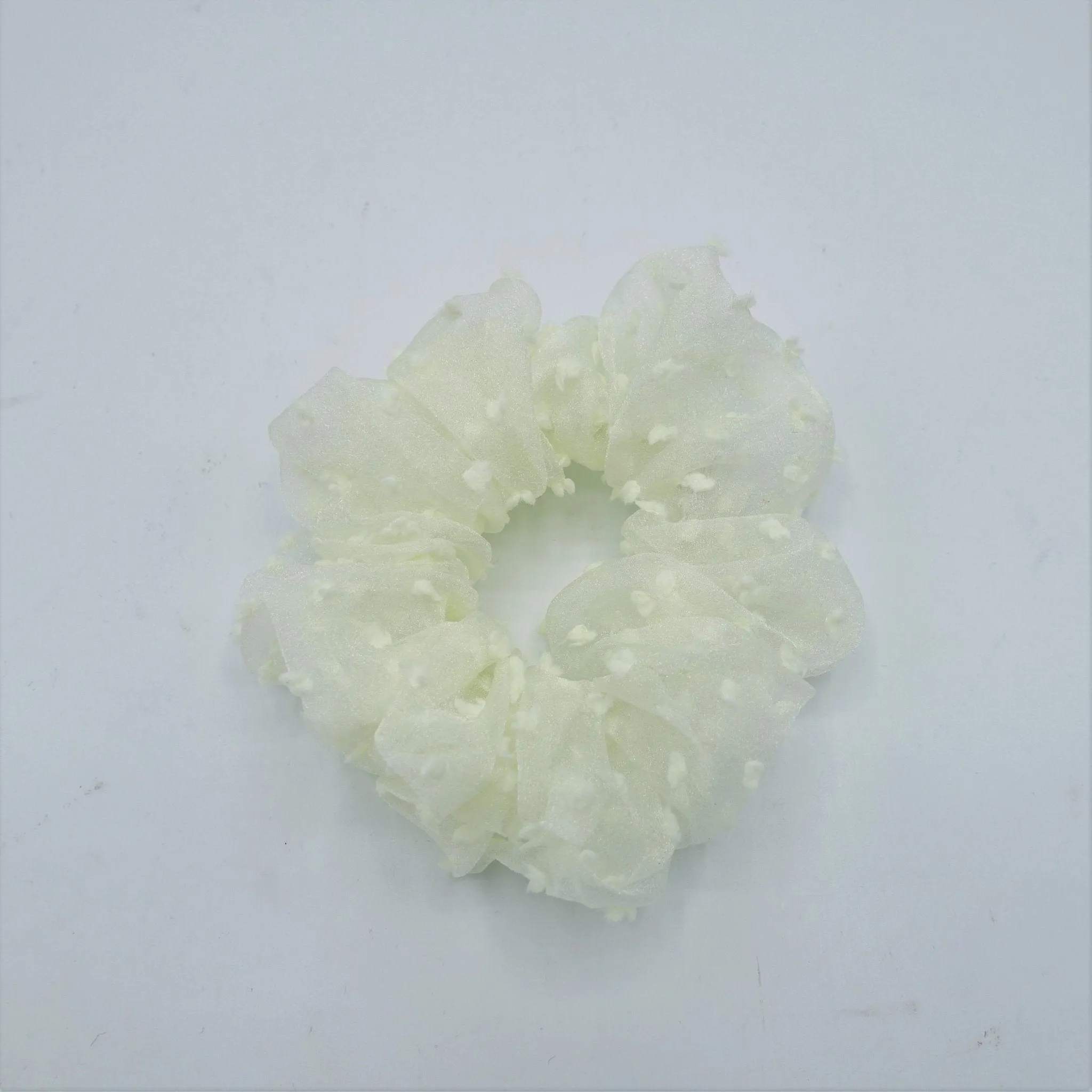 mesh translucent scrunchies fuzzy fabric dot scrunchie women hair accessory