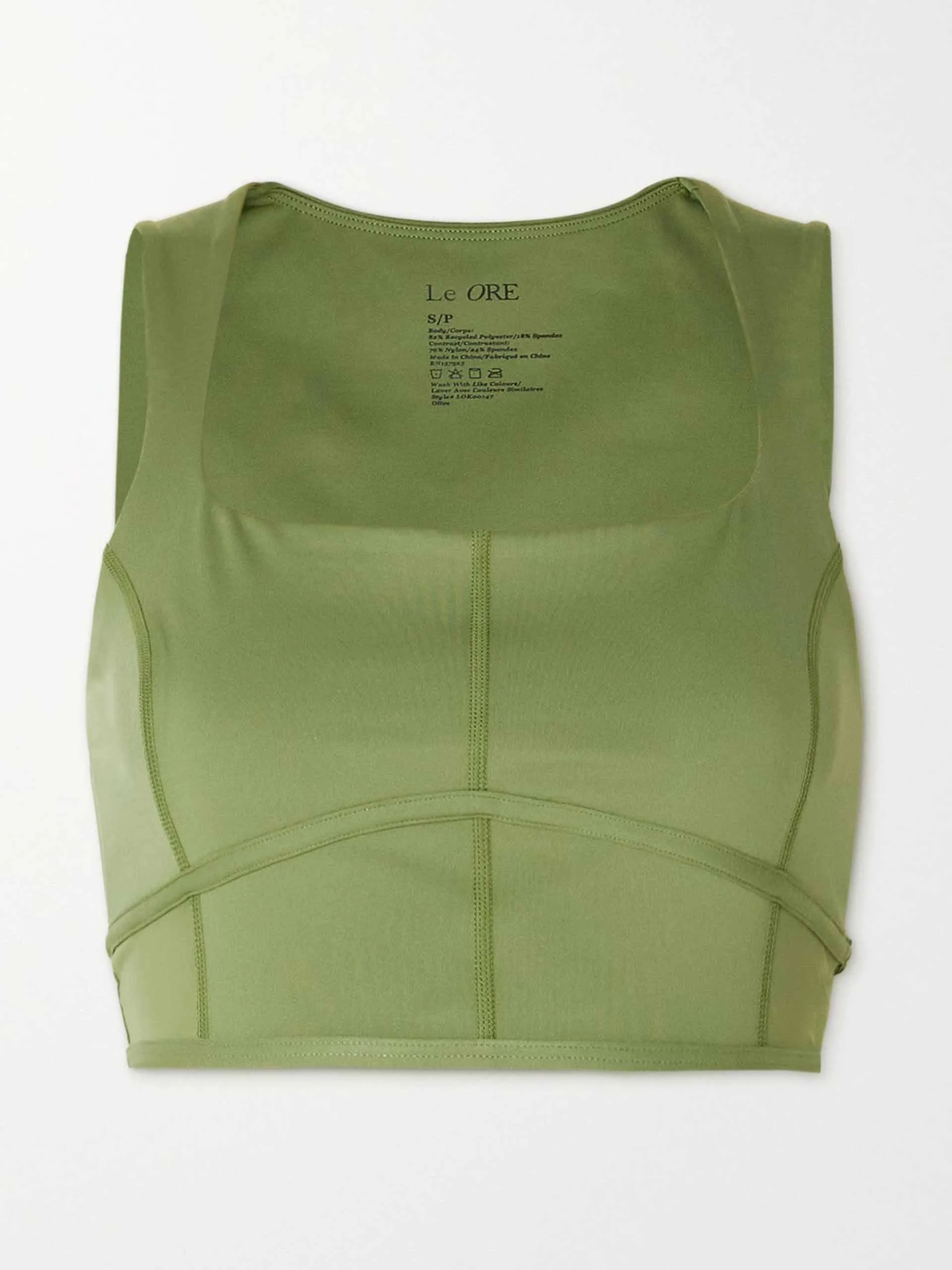 Mesh-trimmed recycled stretch sports bra