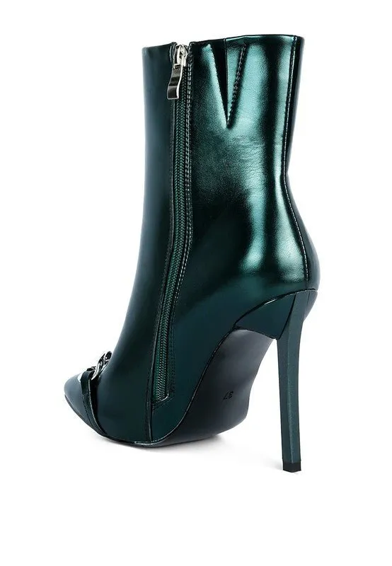 Metallic Stiletto Ankle Boots