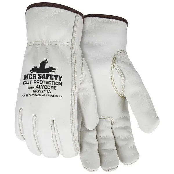 MG3211AXXL MCR Safety Cut Resistant Gloves, Leather, 2X-Large, Beige