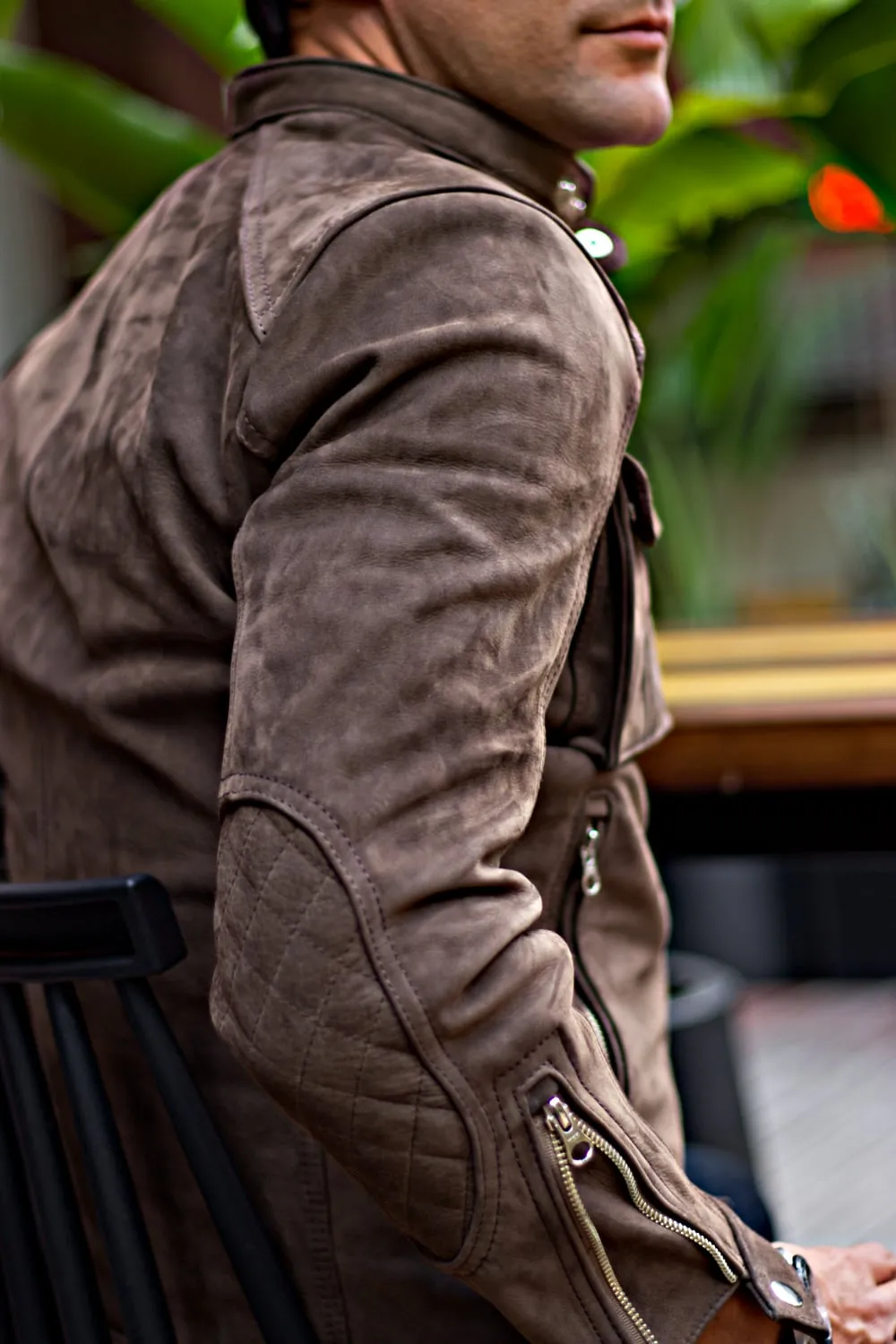 MI6 Leather Jacket - Double Cargo Pockets in Taupe