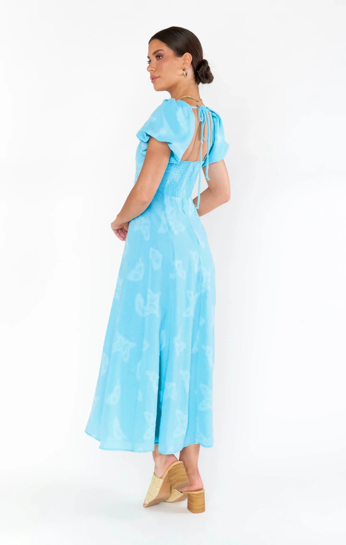 Mia Midi Dress ~ Blue Clip Butterfly