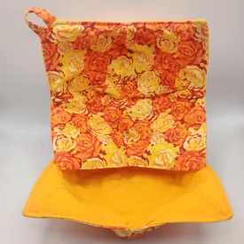 Microwaveable Bowl Cozy  -  Orange Rosie Posie